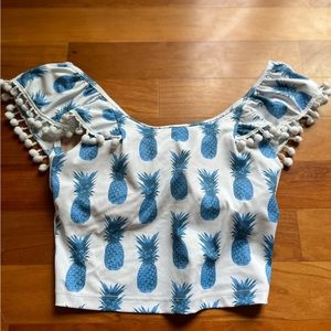 Kortni Jeane Flounce Pineapple Swim Top Small